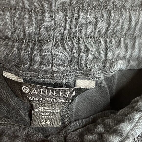 Athleta Farallon Bermuda Shorts Faded Black Womens 24 Cotton Knit Drawstring - Picture 6 of 9